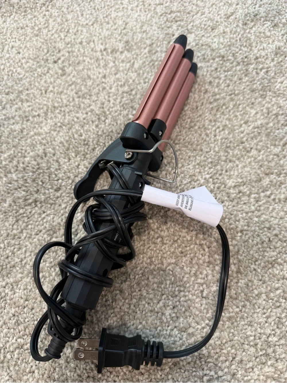 Triple Barrel Curling Iron in Rose Gold and Black